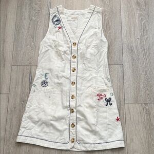 Pilcro Cream Sleeveless Dress with Embroidery size S